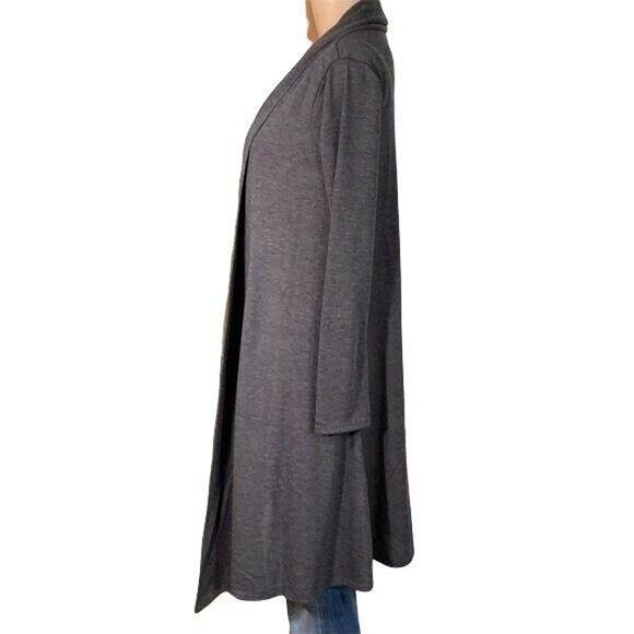 Bee Uniq Womens Cardigan Sweater Knee Length Open Front Hacci Duster Gray Small - Picture 7 of 11